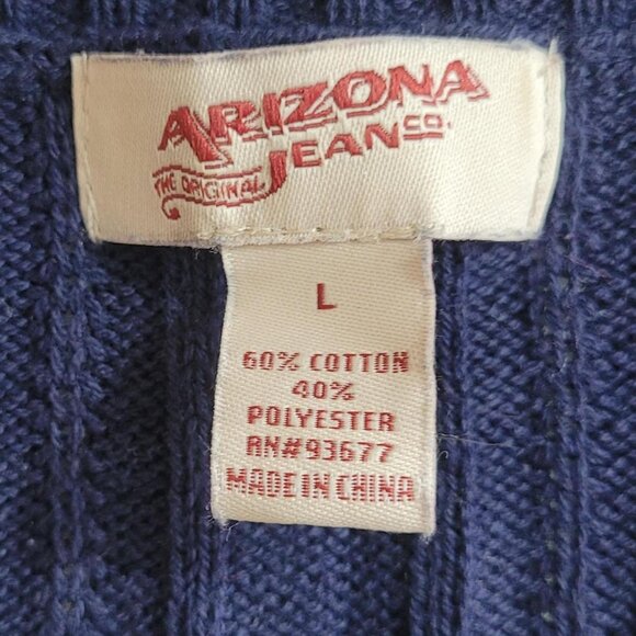 Arizona V Neck Large Navy and Cream Striped Sweater - Picture 2 of 7